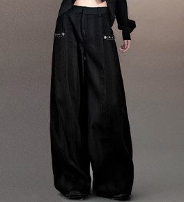 Genesis Era Capsule Collection Willow Pleat Wide-Leg Relaxed Trousers [ID:0079PA]