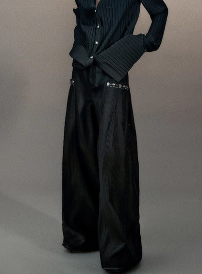 Genesis Era Capsule Collection Willow Pleat Wide-Leg Relaxed Trousers [ID:0079PA]