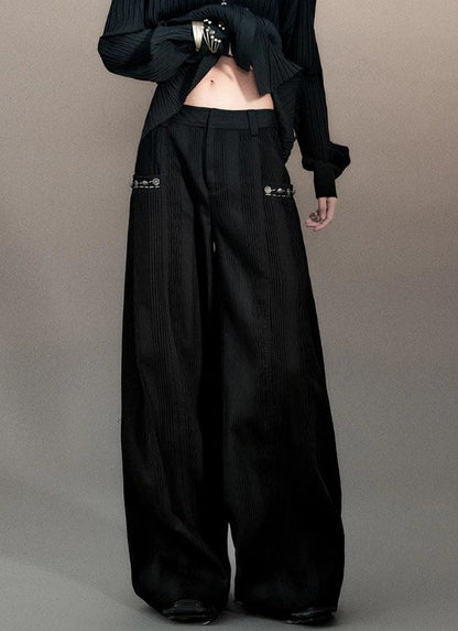 Genesis Era Capsule Collection Willow Pleat Wide-Leg Relaxed Trousers [ID:0079PA]