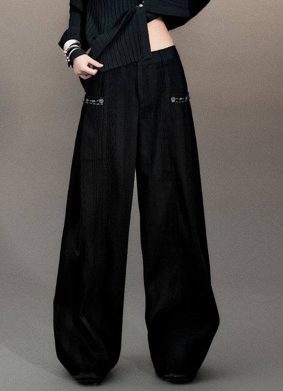 Genesis Era Capsule Collection Willow Pleat Wide-Leg Relaxed Trousers [ID:0079PA]