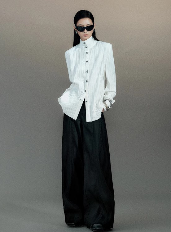 Genesis Era Capsule Collection Willow Pleat Wide-Leg Relaxed Trousers [ID:0079PA]