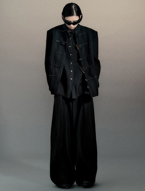 Genesis Era Capsule Collection Willow Pleat Wide-Leg Relaxed Trousers [ID:0079PA]