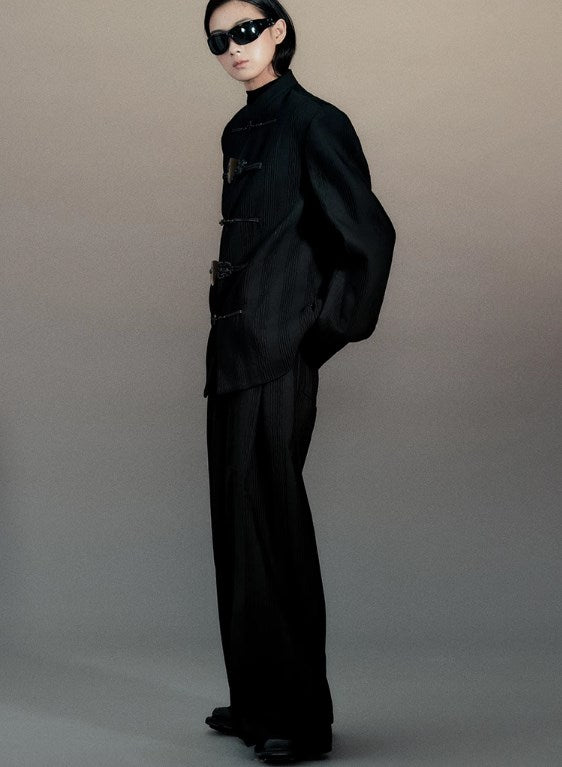 Genesis Era Capsule Collection Willow Pleat Wide-Leg Relaxed Trousers [ID:0079PA]