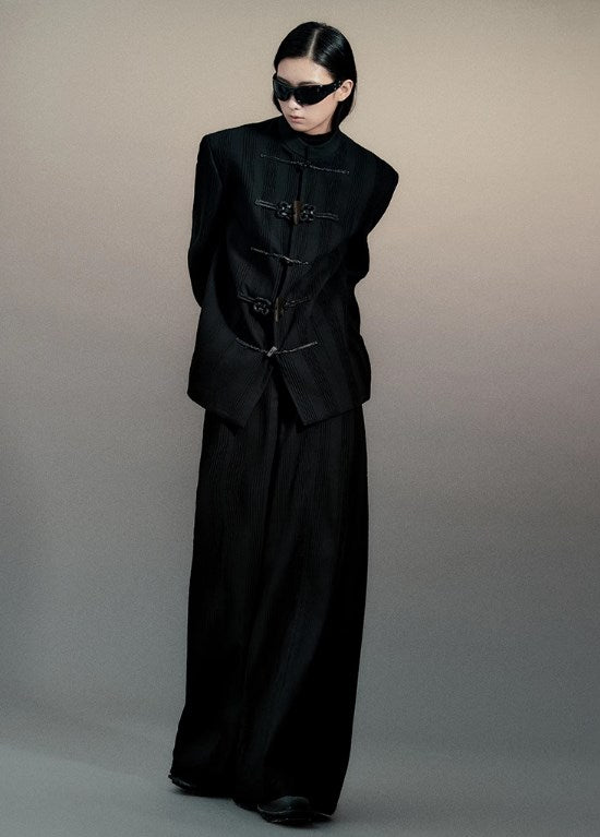 Genesis Era Capsule Collection Willow Pleat Wide-Leg Relaxed Trousers [ID:0079PA]