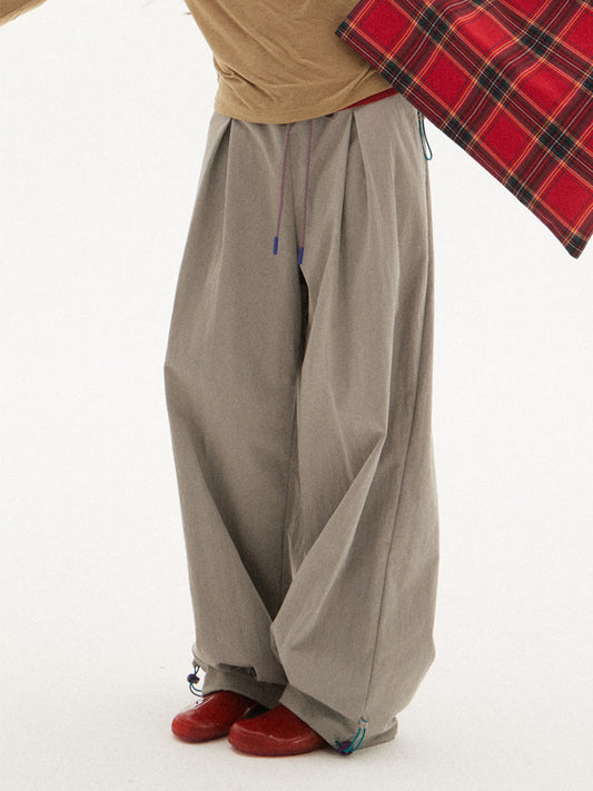 Vintage Drawstring Utility Parachute Pants Relaxed Straight-Leg Trousers [ID:0081PA]