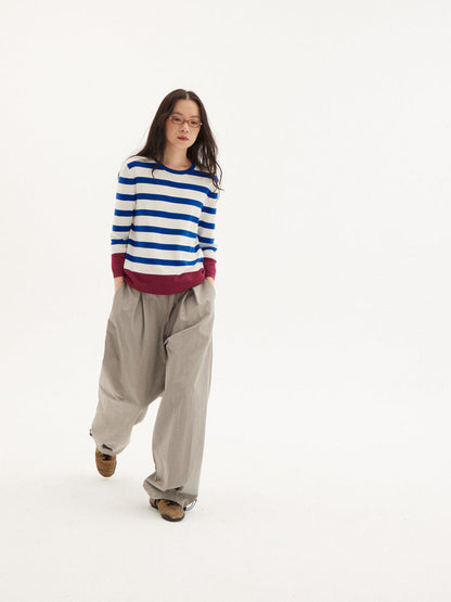 Vintage Drawstring Utility Parachute Pants Relaxed Straight-Leg Trousers [ID:0081PA]