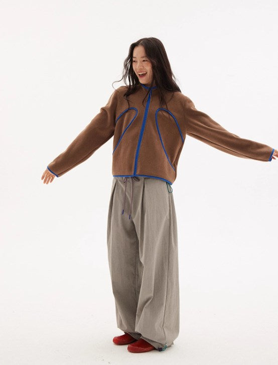 Vintage Drawstring Utility Parachute Pants Relaxed Straight-Leg Trousers [ID:0081PA]