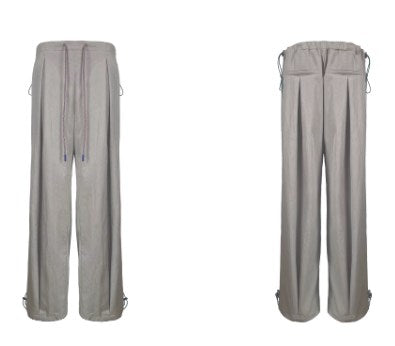 Vintage Drawstring Utility Parachute Pants Relaxed Straight-Leg Trousers [ID:0081PA]