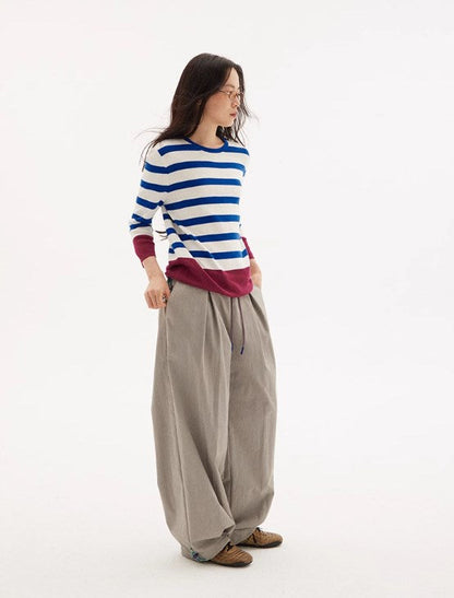 Vintage Drawstring Utility Parachute Pants Relaxed Straight-Leg Trousers [ID:0081PA]