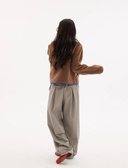 Vintage Drawstring Utility Parachute Pants Relaxed Straight-Leg Trousers [ID:0081PA]