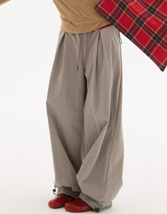 Vintage Drawstring Utility Parachute Pants Relaxed Straight-Leg Trousers [ID:0081PA]