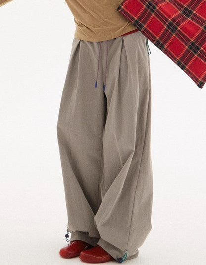 Vintage Drawstring Utility Parachute Pants Relaxed Straight-Leg Trousers [ID:0081PA]