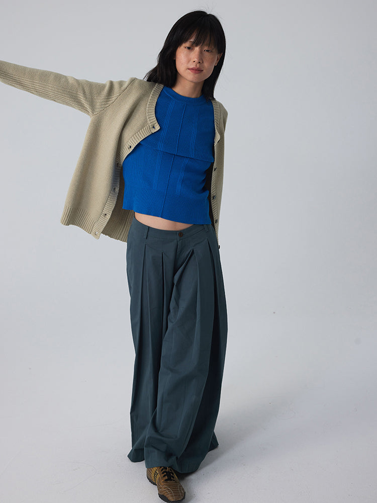 2024 New Vintage Wide-Leg Flared Relaxed Trousers with Oriental Aesthetic [ID:0082PA]