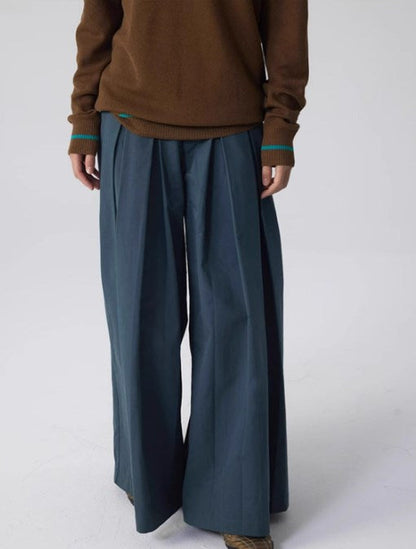 2024 New Vintage Wide-Leg Flared Relaxed Trousers with Oriental Aesthetic [ID:0082PA]