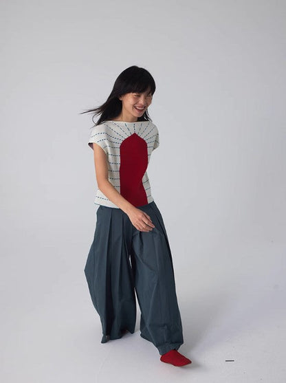 2024 New Vintage Wide-Leg Flared Relaxed Trousers with Oriental Aesthetic [ID:0082PA]