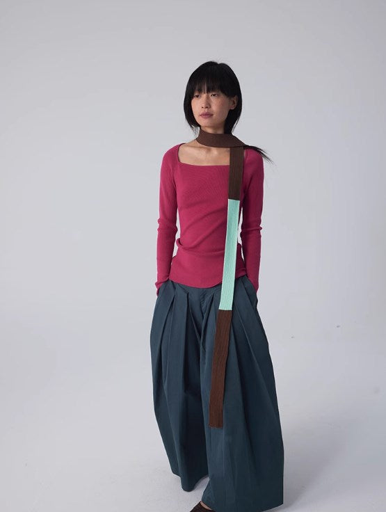 2024 New Vintage Wide-Leg Flared Relaxed Trousers with Oriental Aesthetic [ID:0082PA]