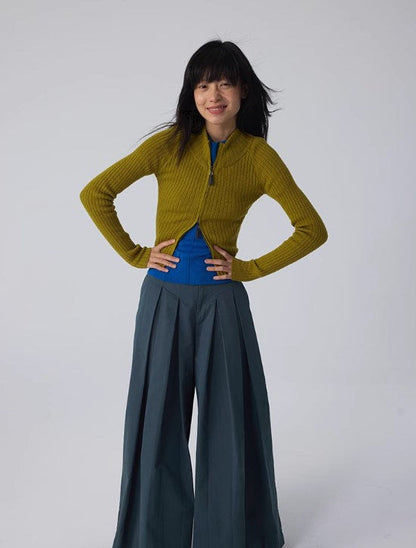 2024 New Vintage Wide-Leg Flared Relaxed Trousers with Oriental Aesthetic [ID:0082PA]