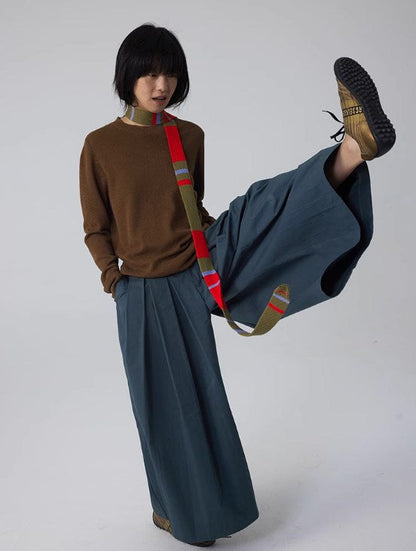 2024 New Vintage Wide-Leg Flared Relaxed Trousers with Oriental Aesthetic [ID:0082PA]