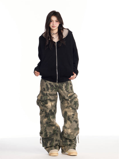 Autumn American Retro Heavy-Duty Camouflage Loose Pants [ID:0086PA]