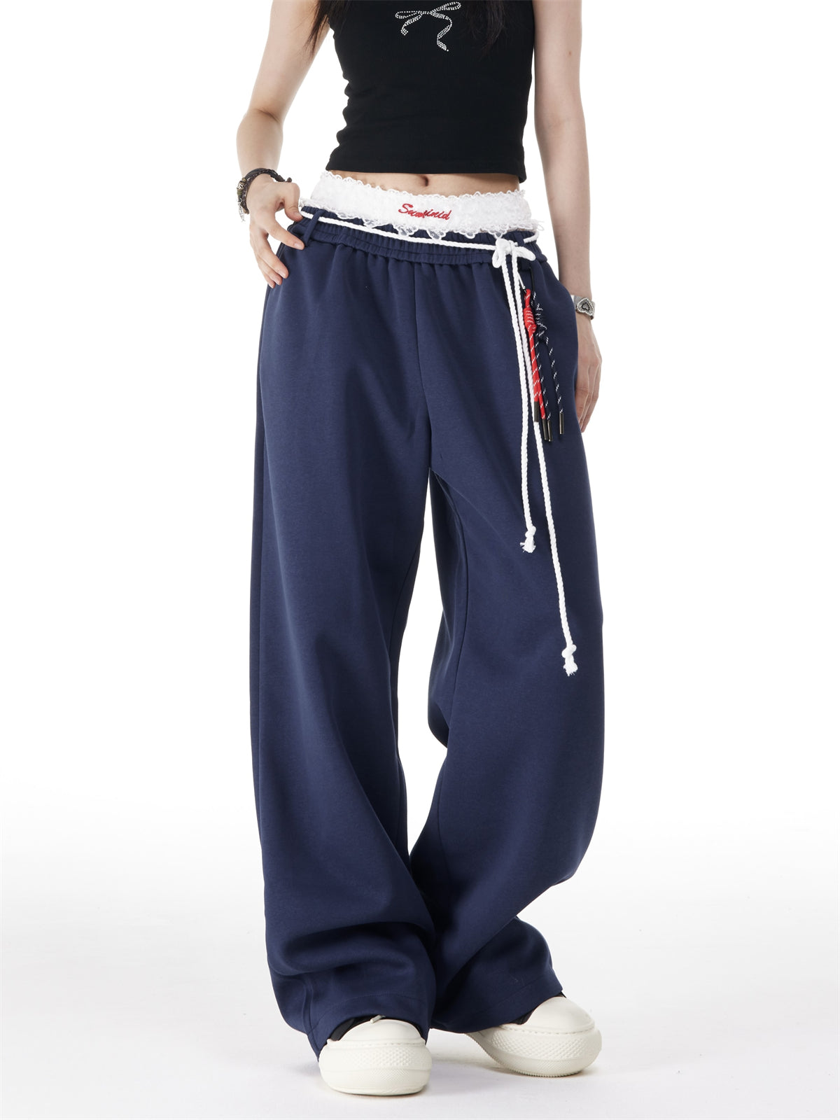 Jennie-Style Loose Fit Women's Straight Sports Pants [ID:0088PA]