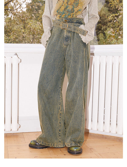 Girl Dislocation Zone Distressed Workwear Wide-Leg Jeans [ID:0090PA]