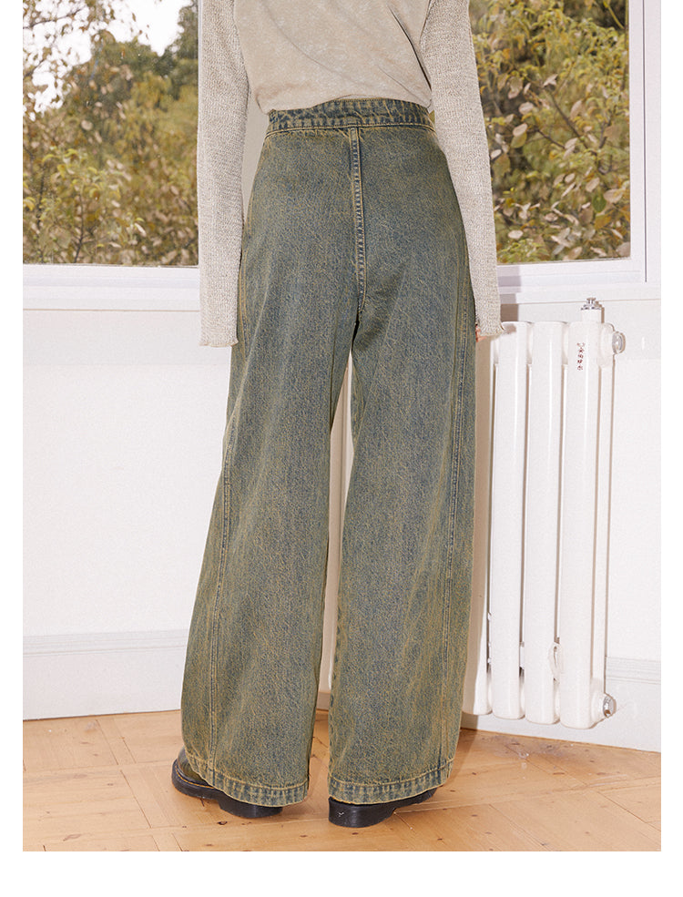 Girl Dislocation Zone Distressed Workwear Wide-Leg Jeans [ID:0090PA]