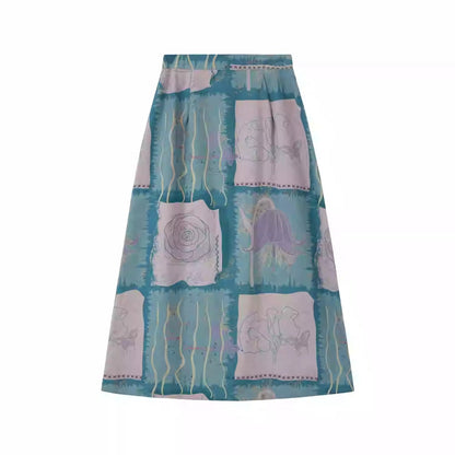 Garden Hand-Painted Print A-Line Retro Skirt [ID:0092SK]