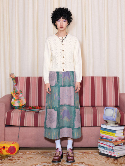 Garden Hand-Painted Print A-Line Retro Skirt [ID:0092SK]