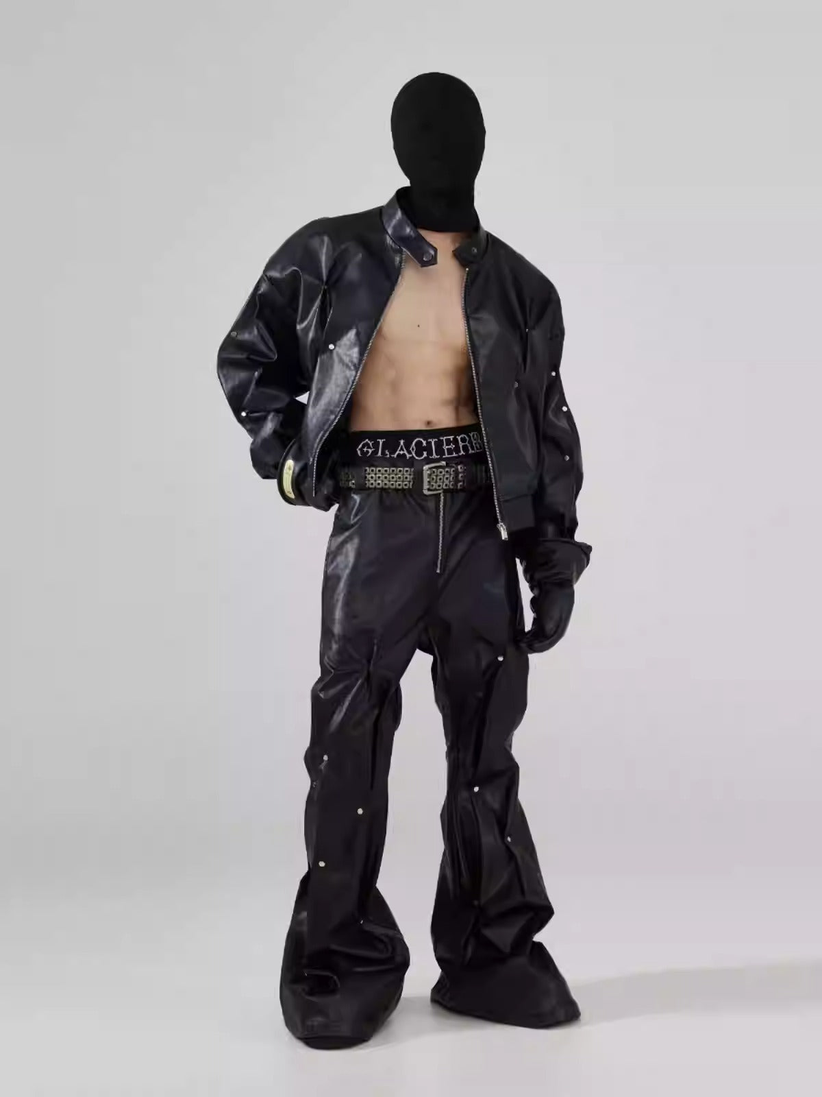 FRKM SCD Handmade Rivet Pinch-Processed Heavy Black Loose Leather