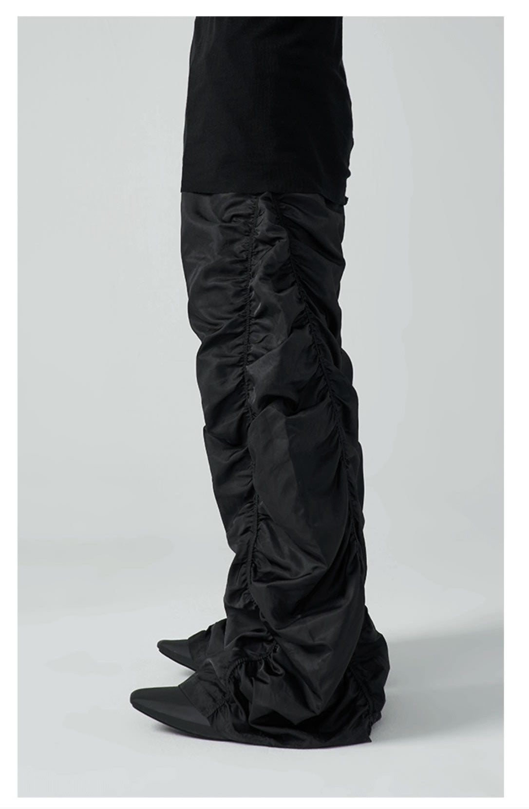 Pleated Drawstring Casual Pants Unisex Loose High-Waist Floor-Length Designer Pants [ID:0099PA]