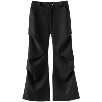Summer New Wrinkled Flared Relaxed Trousers Tailored Design for Men [ID:0100SU]