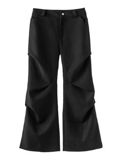 Summer New Wrinkled Flared Relaxed Trousers Tailored Design for Men [ID:0100SU]