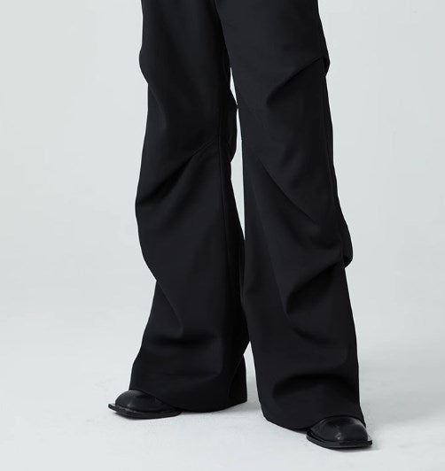 Summer New Wrinkled Flared Relaxed Trousers Tailored Design for Men [ID:0100SU]