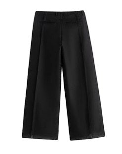 Relaxed Fit Black Pleated Wide-Leg Trousers Versatile All-Season Style [ID:0101SU]