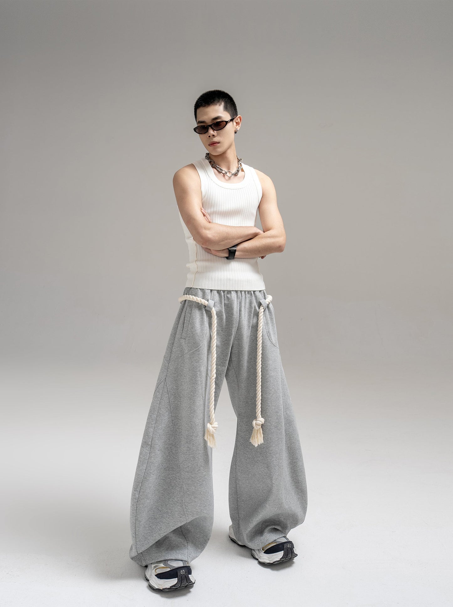 Thick Rope Wide Leg Simita Pants Loose Sweatpants [ID:0103PA]