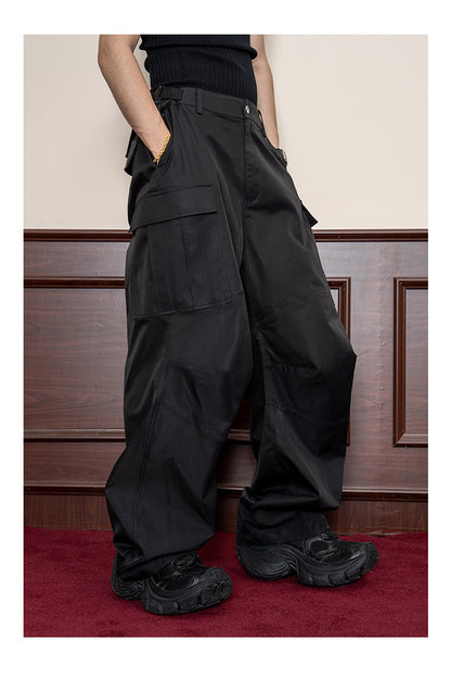 Design Stitch Pleated Straight Casual Wide Leg Pants Men [ID:0105PA]