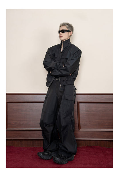 Design Stitch Pleated Straight Casual Wide Leg Pants Men [ID:0105PA]