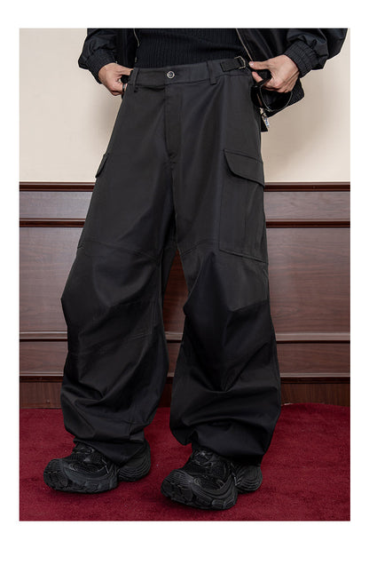 Design Stitch Pleated Straight Casual Wide Leg Pants Men [ID:0105PA]