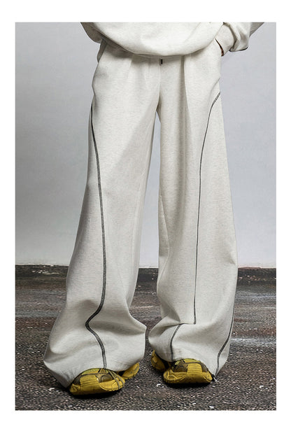 Sports Design Draped Straight Wide Leg Casual Pants [ID:0110PA]