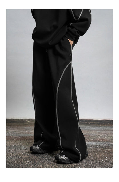 Sports Design Draped Straight Wide Leg Casual Pants [ID:0110PA]