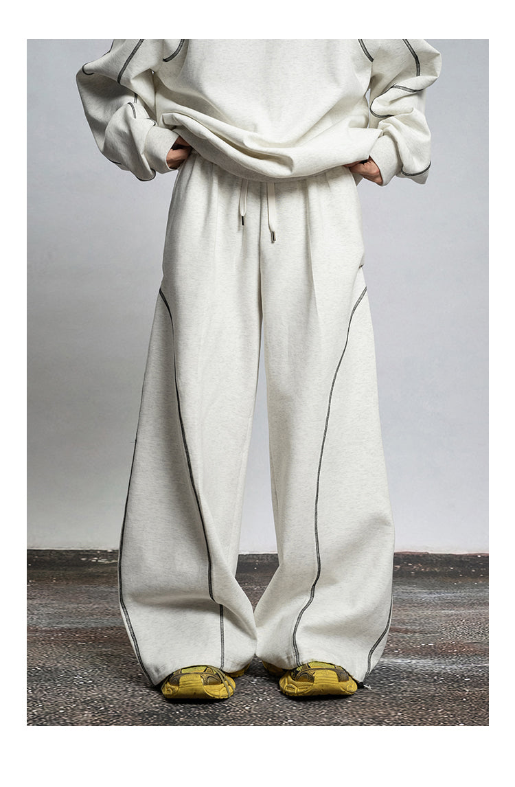 Sports Design Draped Straight Wide Leg Casual Pants [ID:0110PA]