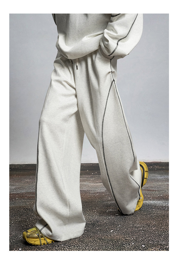 Sports Design Draped Straight Wide Leg Casual Pants [ID:0110PA]