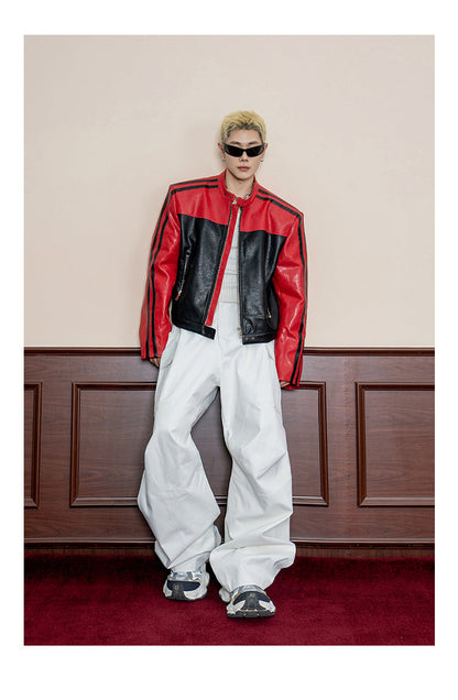 Double Win Curved Pleats Straight Casual Pants [ID:0111PA]