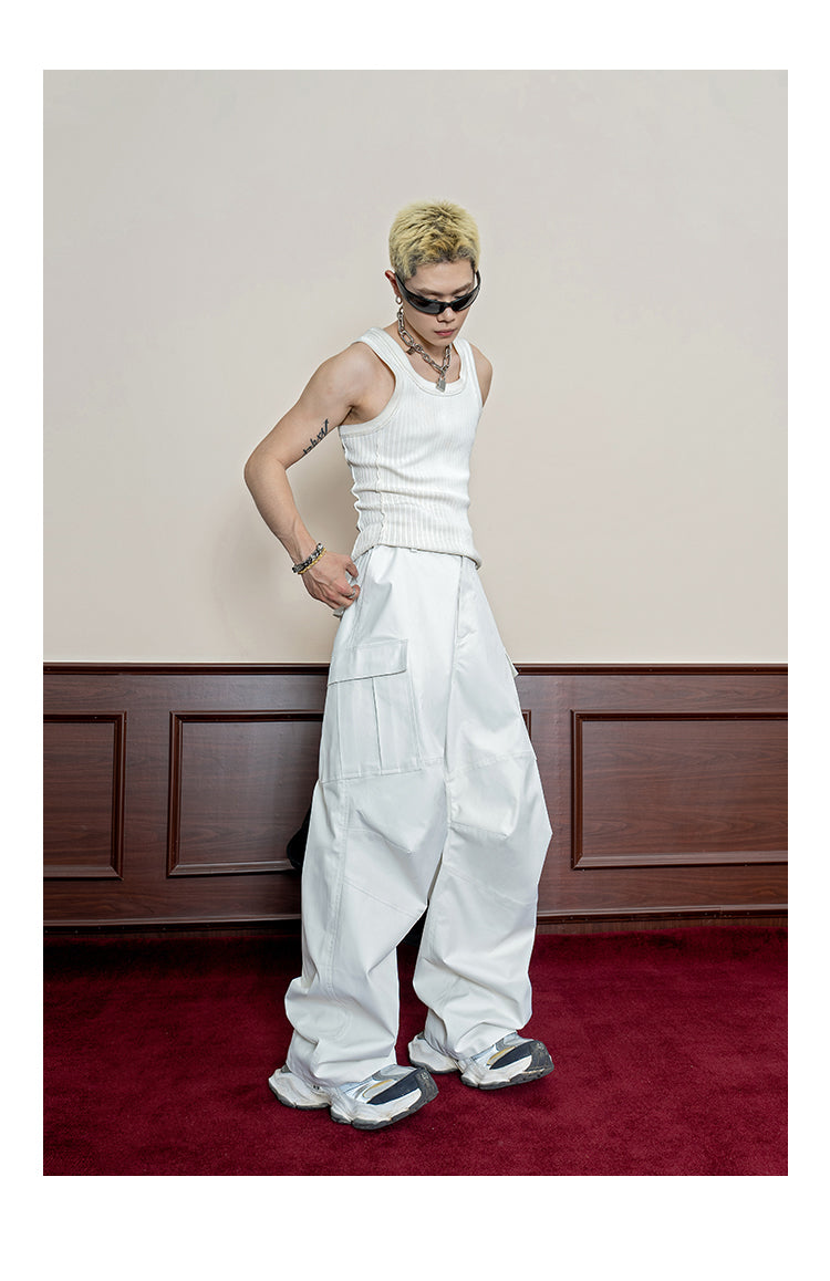 Double Win Curved Pleats Straight Casual Pants [ID:0111PA]