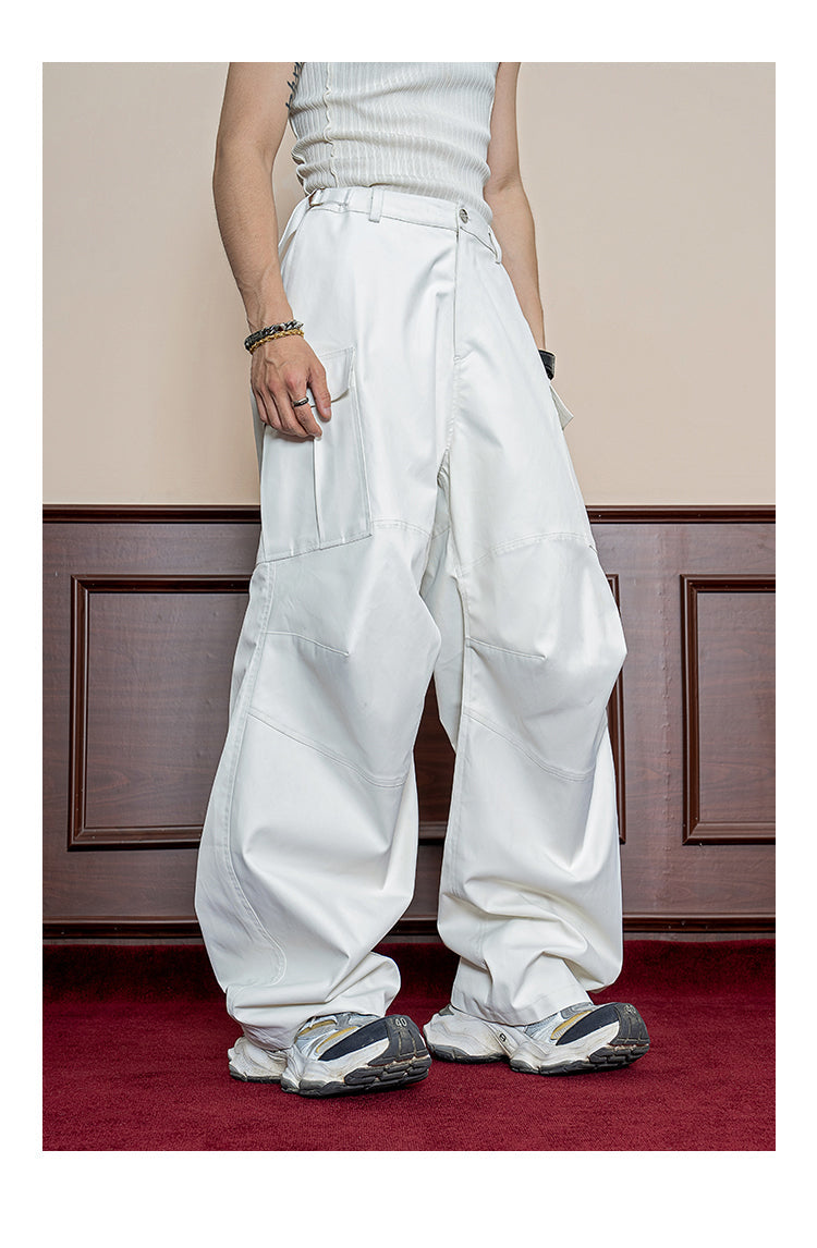 Double Win Curved Pleats Straight Casual Pants [ID:0111PA]