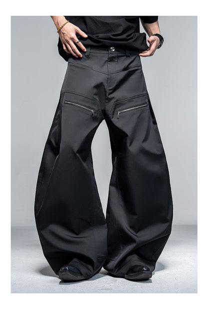 Original Split Design Zipper Reverse Pleats Wide Leg Scimitar Pants [ID:0113PA]