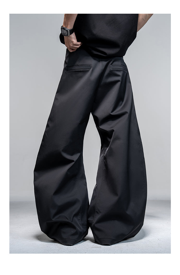 Original Split Design Zipper Reverse Pleats Wide Leg Scimitar Pants [ID:0113PA]