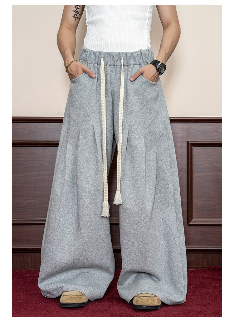 Small Pleats Split Casual Wide Leg Loose Pants [ID:0116PA]