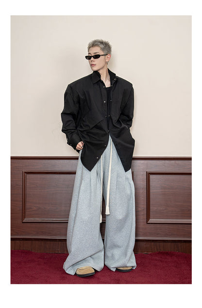 Small Pleats Split Casual Wide Leg Loose Pants [ID:0116PA]