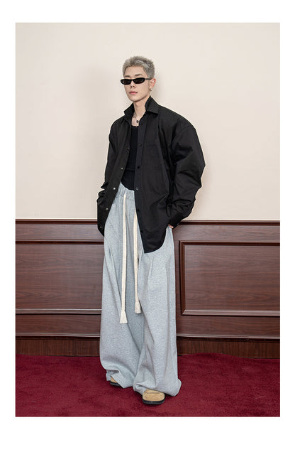 Small Pleats Split Casual Wide Leg Loose Pants [ID:0116PA]